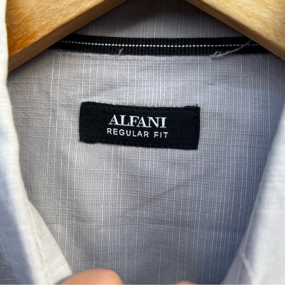 Alfani Light Gray Collared Button Down Regular Fi… - image 5